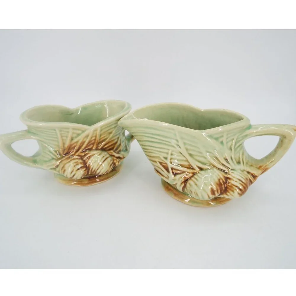 Vintage McCoy Pottery Pine Cone Creamer and Sugar Bowl Set
